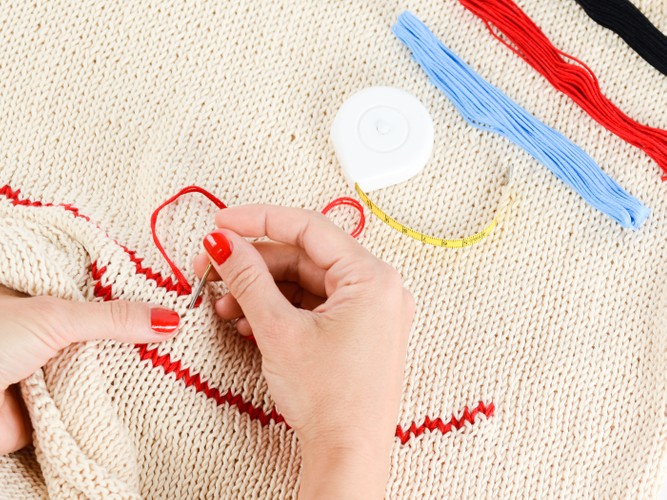 人embroidering平整纺织品