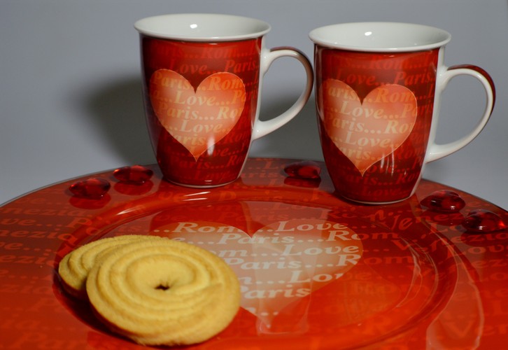 杯，心，浪漫，情人节、餐具、咖啡